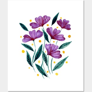 Cute florals - purple and green Posters and Art